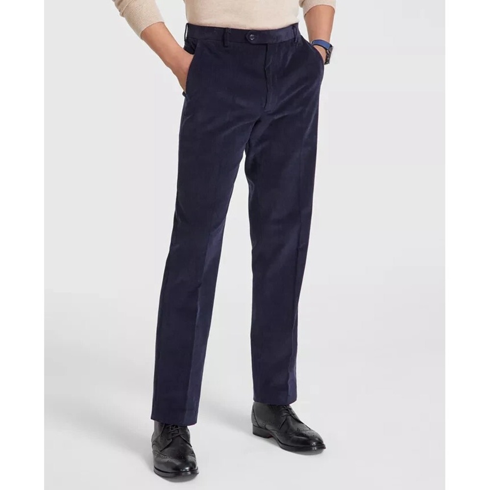 Tommy Hilfiger Mens Modern fit Casual Corduroy Pants 40Wx32L Navy Cotton